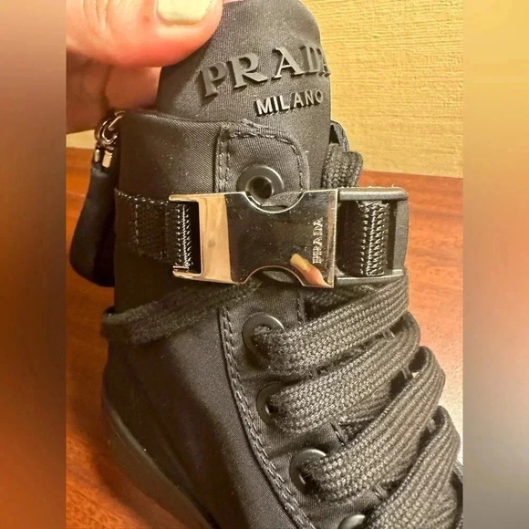 PRADA Wheel High Too Combat Sneaker with Pouch, Size 8US - Picture 9 of 12